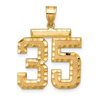14K Large Brushed Diamond-cut Number 35 Charm view 1