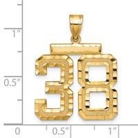 14K Yellow Gold Large Brushed Diamond-cut Number 38 Charm view 2