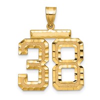 14K Yellow Gold Large Brushed Diamond-cut Number 38 Charm view 1