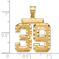 14K Yellow Gold Large Brushed Diamond-cut Number 39 Charm view 2