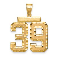 14K Yellow Gold Large Brushed Diamond-cut Number 39 Charm view 1