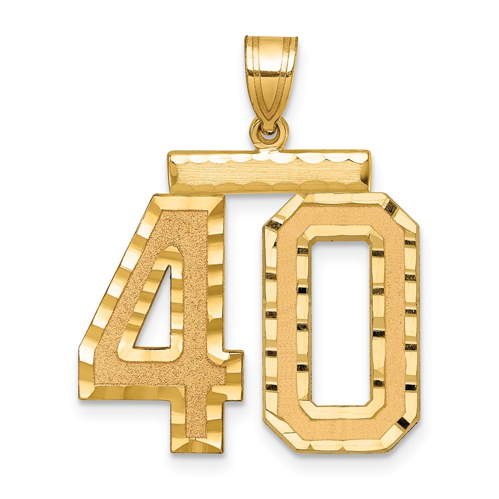 14K Large Brushed Diamond-cut Number 40 Charm