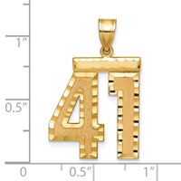 14K Large Brushed Diamond-cut Number 41 Charm view 2