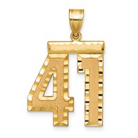 14K Large Brushed Diamond-cut Number 41 Charm view 1