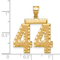 14K Yellow Gold Large Brushed Diamond-cut Number 44 Charm view 2