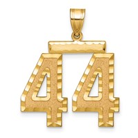 14K Yellow Gold Large Brushed Diamond-cut Number 44 Charm view 1