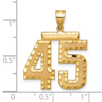 14K Yellow Gold Large Brushed Diamond-cut Number 45 Charm view 2