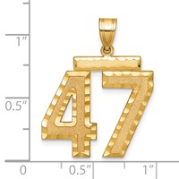 14K Yellow Gold Large Brushed Diamond-cut Number 47 Charm view 2