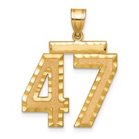 14K Yellow Gold Large Brushed Diamond-cut Number 47 Charm view 1