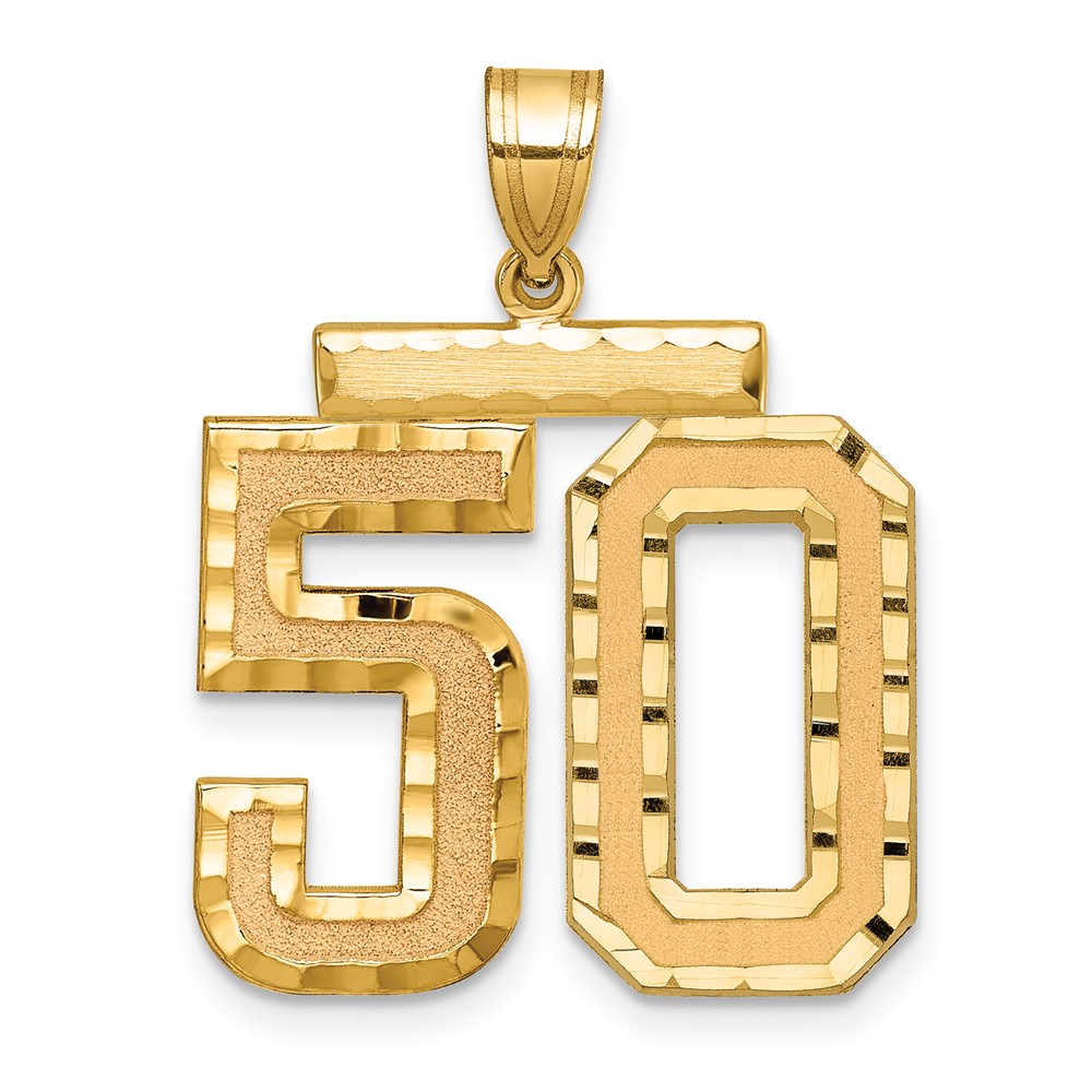 14K Large Brushed Diamond-cut Number 50 Charm