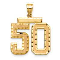 14K Large Brushed Diamond-cut Number 50 Charm view 1