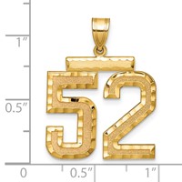 14K Yellow Gold Large Brushed Diamond-cut Number 52 Charm view 2