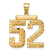 14K Yellow Gold Large Brushed Diamond-cut Number 52 Charm view 1
