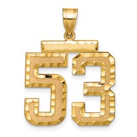 14K Yellow Gold Large Brushed Diamond-cut Number 53 Charm view 1