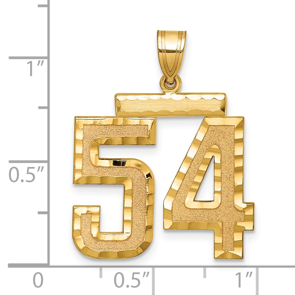 14k Large Brushed Diamond-cut Number 54 Charm (LN54)