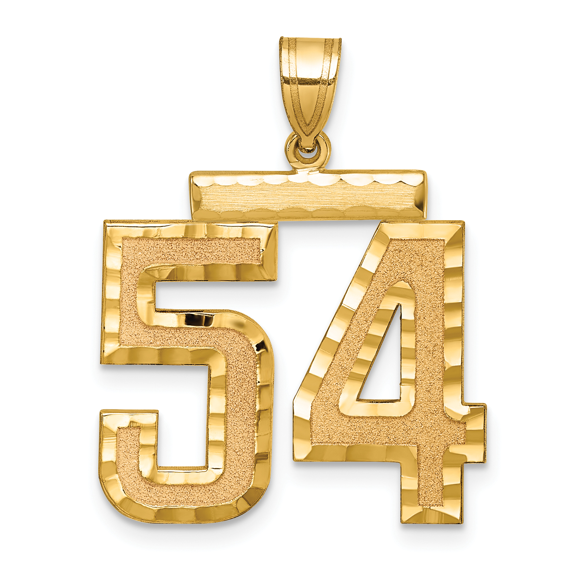 14k Large Brushed Diamond-cut Number 54 Charm (LN54)