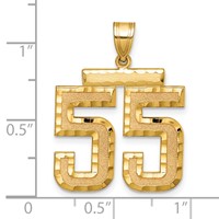 14K Yellow Gold Large Brushed Diamond-cut Number 55 Charm view 2