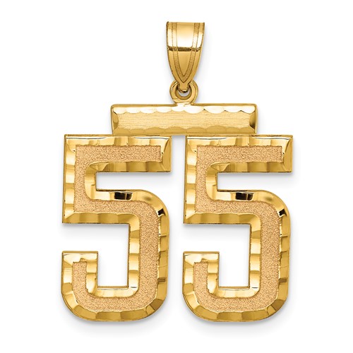 14K Yellow Gold Large Brushed Diamond-cut Number 55 Charm