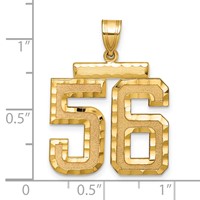 14K Yellow Gold Large Brushed Diamond-cut Number 56 Charm view 2