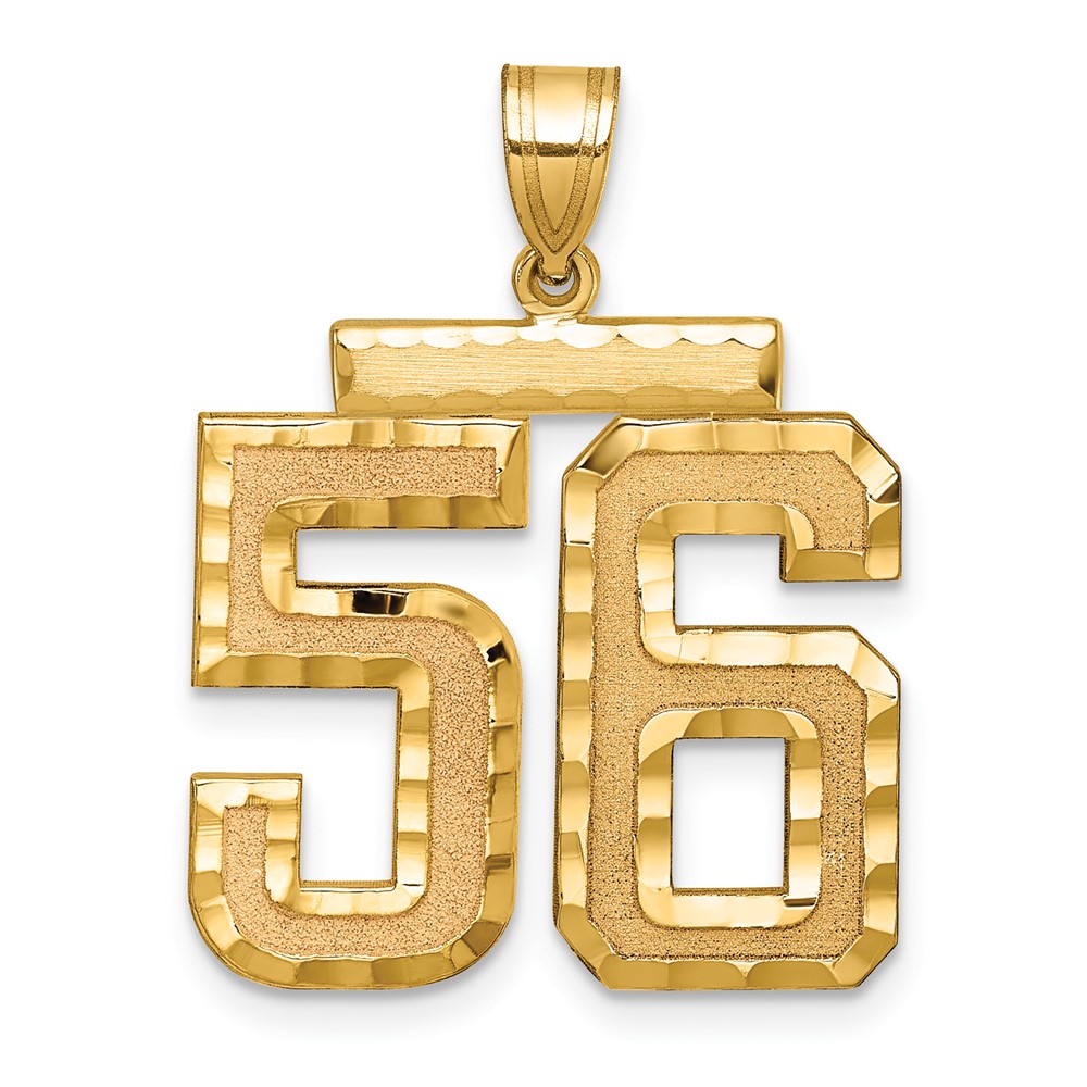 14K Yellow Gold Large Brushed Diamond-cut Number 56 Charm