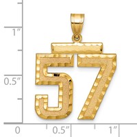 14K Yellow Gold Large Brushed Diamond-cut Number 57 Charm view 2