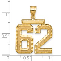 14K Yellow Gold Large Brushed Diamond-cut Number 62 Charm view 2