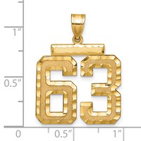 14K Yellow Gold Large Brushed Diamond-cut Number 63 Charm view 2