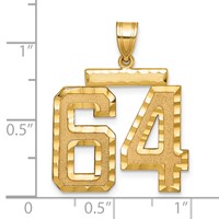 14K Yellow Gold Large Brushed Diamond-cut Number 64 Charm view 2