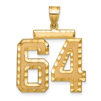 14K Yellow Gold Large Brushed Diamond-cut Number 64 Charm view 1