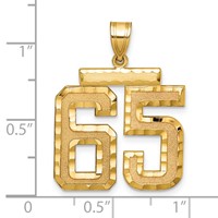 14K Yellow Gold Large Brushed Diamond-cut Number 65 Charm view 2