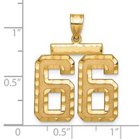 14K Yellow Gold Large Brushed Diamond-cut Number 66 Charm view 2