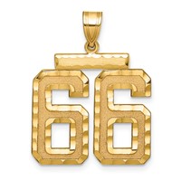 14K Yellow Gold Large Brushed Diamond-cut Number 66 Charm view 1