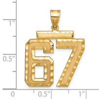 14K Yellow Gold Large Brushed Diamond-cut Number 67 Charm view 2