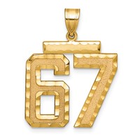 14K Yellow Gold Large Brushed Diamond-cut Number 67 Charm view 1