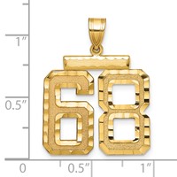 14K Yellow Gold Large Brushed Diamond-cut Number 68 Charm view 2