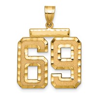 14K Yellow Gold Large Brushed Diamond-cut Number 69 Charm view 1