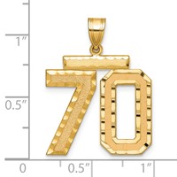 14K Yellow Gold Large Brushed Diamond-cut Number 70 Charm view 2