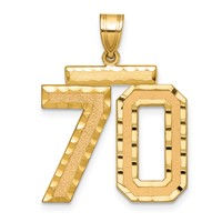 14K Yellow Gold Large Brushed Diamond-cut Number 70 Charm view 1