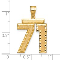 14K Yellow Gold Large Brushed Diamond-cut Number 71 Charm view 2