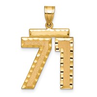 14K Yellow Gold Large Brushed Diamond-cut Number 71 Charm view 1