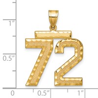 14K Yellow Gold Large Brushed Diamond-cut Number 72 Charm view 2