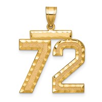 14K Yellow Gold Large Brushed Diamond-cut Number 72 Charm view 1
