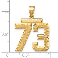 14K Yellow Gold Large Brushed Diamond-cut Number 73 Charm view 2