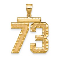 14K Yellow Gold Large Brushed Diamond-cut Number 73 Charm view 1