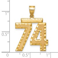 14K Yellow Gold Large Brushed Diamond-cut Number 74 Charm view 2