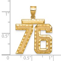 14K Yellow Gold Large Brushed Diamond-cut Number 76 Charm view 2