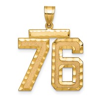 14K Yellow Gold Large Brushed Diamond-cut Number 76 Charm view 1