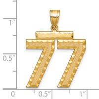 14K Yellow Gold Large Brushed Diamond-cut Number 77 Charm view 2