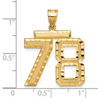 14K Yellow Gold Large Brushed Diamond-cut Number 78 Charm view 3