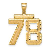 14K Yellow Gold Large Brushed Diamond-cut Number 78 Charm view 1